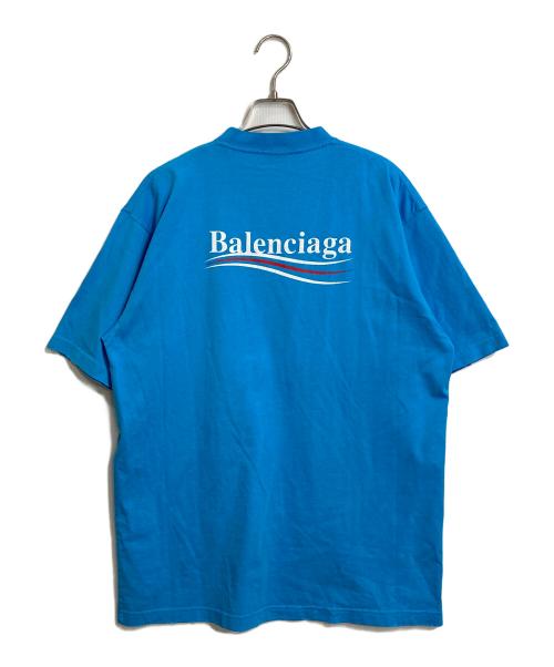 BALENCIAGA（バレンシアガ）BALENCIAGA (バレンシアガ) キャンペーンロゴ ダメージ加工 オーバーサイズ 半袖Ｔシャツ スカイブルー サイズ:XXSの古着・服飾アイテム