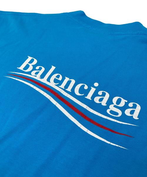 BALENCIAGA（バレンシアガ）BALENCIAGA (バレンシアガ) キャンペーンロゴ ダメージ加工 オーバーサイズ 半袖Ｔシャツ スカイブルー サイズ:XXSの古着・服飾アイテム