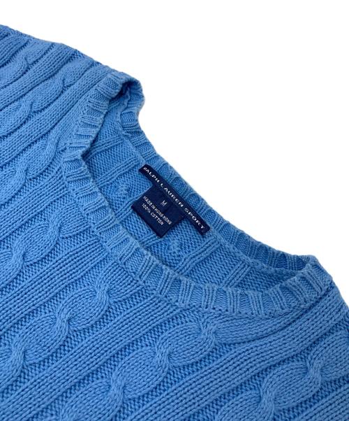 RALPH LAUREN SPORT（ラルフローレン スポーツ）RALPH LAUREN SPORT (ラルフローレン スポーツ) ケーブルニット　コットンニット スカイブルー サイズ:Mの古着・服飾アイテム
