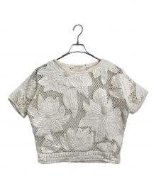 ISABEL MARANT ETOILE（イザベルマランエトワール）の古着「エトワール リーフ刺繍 半袖 鍵編み サマーニット カットソー」｜アイボリー