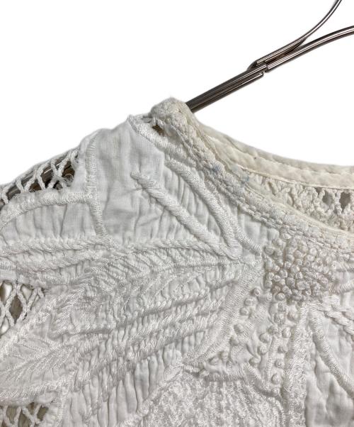 ISABEL MARANT ETOILE（イザベルマランエトワール）ISABEL MARANT ETOILE (イザベルマランエトワール) エトワール リーフ刺繍 半袖 鍵編み サマーニット カットソー アイボリー サイズ:Mの古着・服飾アイテム