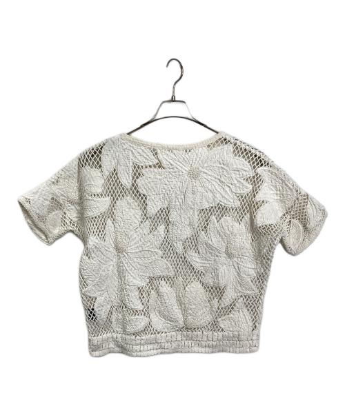 ISABEL MARANT ETOILE（イザベルマランエトワール）ISABEL MARANT ETOILE (イザベルマランエトワール) エトワール リーフ刺繍 半袖 鍵編み サマーニット カットソー アイボリー サイズ:Mの古着・服飾アイテム