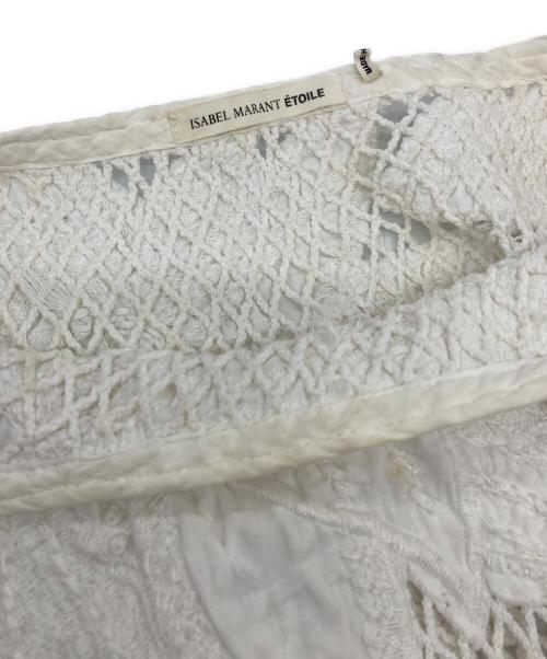 ISABEL MARANT ETOILE（イザベルマランエトワール）ISABEL MARANT ETOILE (イザベルマランエトワール) エトワール リーフ刺繍 半袖 鍵編み サマーニット カットソー アイボリー サイズ:Mの古着・服飾アイテム