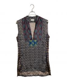DRIES VAN NOTEN（ドリスヴァンノッテン）の古着「シルク混総柄ミニワンピース　ノースリーブワンピース　ハンガリー製　総柄」｜マルチカラー
