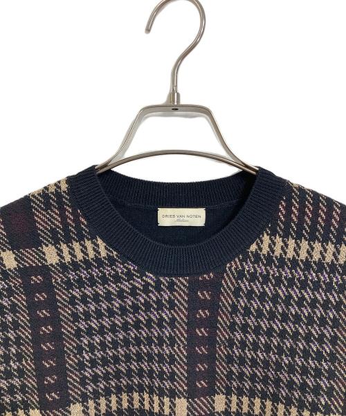 DRIES VAN NOTEN（ドリスヴァンノッテン）DRIES VAN NOTEN (ドリスヴァンノッテン) チェック柄半袖ニット　半袖ニット ブラック サイズ:Mの古着・服飾アイテム
