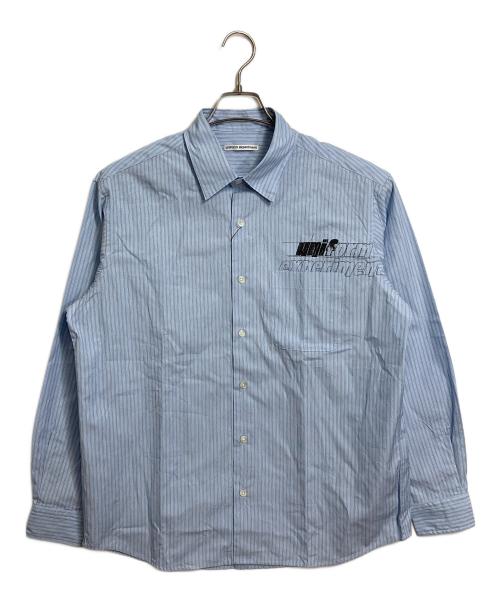 uniform experiment（ユニフォームエクスペリメント）uniform experiment (ユニフォームエクスペリメント) INーPROCESS PRINT SHIRT  プリントシャツ　長袖シャツ　ストライプ　日本製 ブルー サイズ:2の古着・服飾アイテム