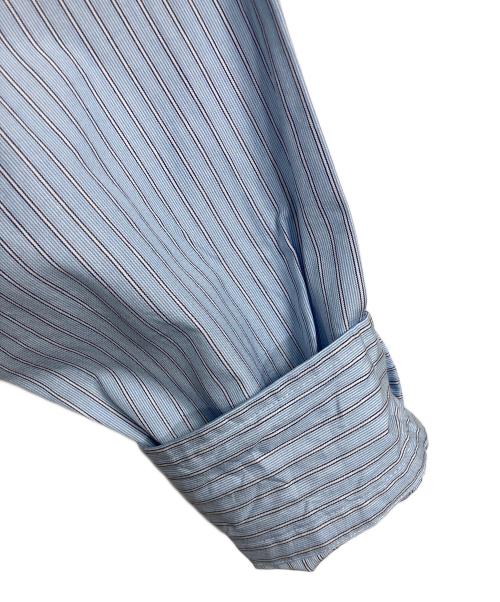 uniform experiment（ユニフォームエクスペリメント）uniform experiment (ユニフォームエクスペリメント) INーPROCESS PRINT SHIRT  プリントシャツ　長袖シャツ　ストライプ　日本製 ブルー サイズ:2の古着・服飾アイテム