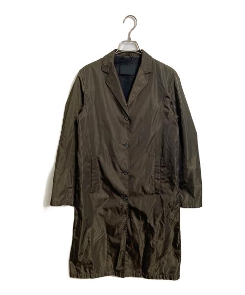 PRADA（プラダ）PRADA (プラダ) 裏メッシュナイロンコート　ロングコート　アウター　イタリア製 オリーブ サイズ:38の古着・服飾アイテム