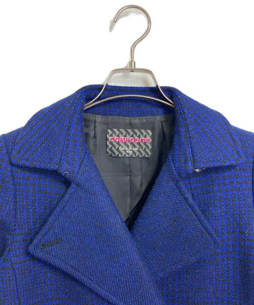 PAUL SMITH（ポールスミス）Paul Smith (ポールスミス) MOON社生地 ダブルブレストコート　アウター　日本製 ブラック×ブルー サイズ:38（実寸参照）の古着・服飾アイテム