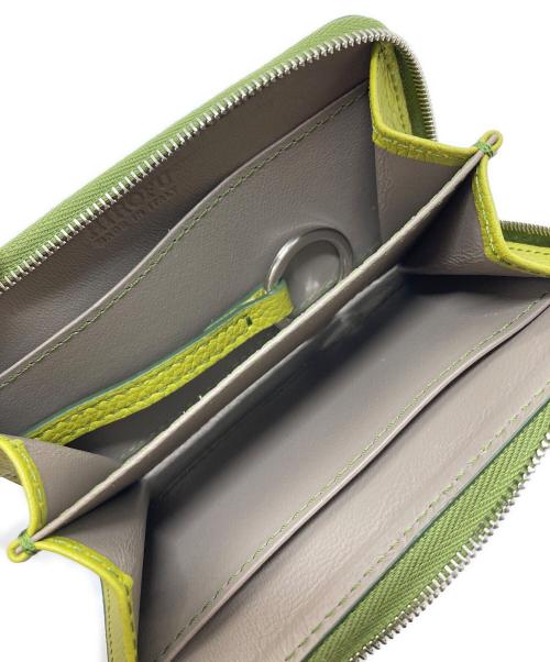 HIROFU（ヒロフ）HIROFU (ヒロフ) ミニ財布（キーリング付き） レザー コンパクト カードケース コインケース 本革 グリーン サイズ:実寸参照 未使用品の古着・服飾アイテム