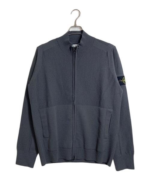 STONE ISLAND（ストーンアイランド）STONE ISLAND (ストーンアイランド) ロゴワッペン付スタンドカラーニットジャケット　24AW グレー サイズ:Mの古着・服飾アイテム