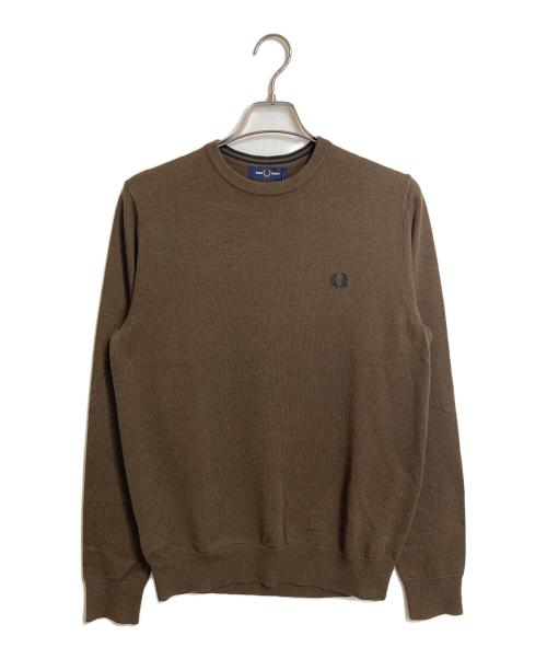 FRED PERRY（フレッドペリー）FRED PERRY (フレッドペリー) Classic Crew Neck Jumper クル-ネックニット ブラウン サイズ:Mの古着・服飾アイテム