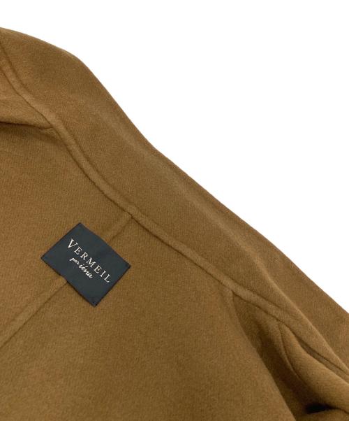 VERMEIL par iena（ヴェルメイユ パー イエナ）VERMEIL par iena (ヴェルメイユ パー イエナ) super160 リバー スタンドカラー ロングコート ブラウン サイズ:38の古着・服飾アイテム