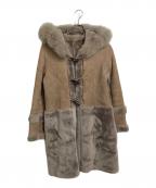 GRACE CONTINENTAL（グレースコンチネンタル）の古着「メリノムートンダッフルコート　ラムレザー」｜ベージュ