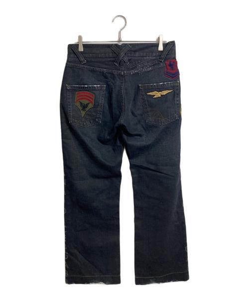 DOLCE & GABBANA（ドルチェ＆ガッバーナ）DOLCE & GABBANA (ドルチェ＆ガッバーナ) ミリタリーワッペンサイドロゴ後染デニムパンツ ブラック サイズ:48の古着・服飾アイテム