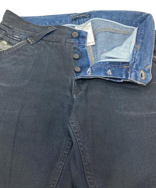 DOLCE & GABBANA（ドルチェ＆ガッバーナ）DOLCE & GABBANA (ドルチェ＆ガッバーナ) ミリタリーワッペンサイドロゴ後染デニムパンツ ブラック サイズ:48の古着・服飾アイテム