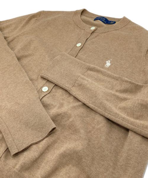 POLO RALPH LAUREN（ポロ・ラルフローレン）POLO RALPH LAUREN (ポロ・ラルフローレン) ポニー刺繍クルーネックカーディガン ベージュ サイズ:Mの古着・服飾アイテム