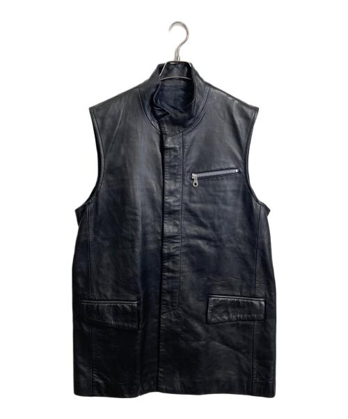 KOSHINO HIROKO（コシノヒロコ）KOSHINO HIROKO (コシノヒロコ) レザージレコート　日本製 ブラック サイズ:実寸参照の古着・服飾アイテム