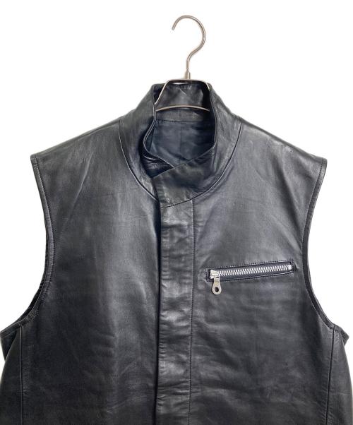 KOSHINO HIROKO（コシノヒロコ）KOSHINO HIROKO (コシノヒロコ) レザージレコート　日本製 ブラック サイズ:実寸参照の古着・服飾アイテム