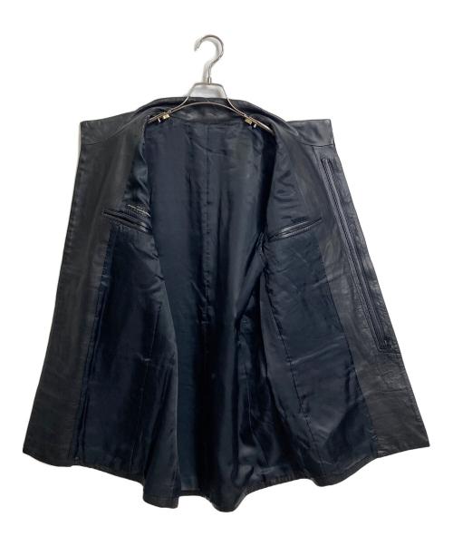 KOSHINO HIROKO（コシノヒロコ）KOSHINO HIROKO (コシノヒロコ) レザージレコート　日本製 ブラック サイズ:実寸参照の古着・服飾アイテム