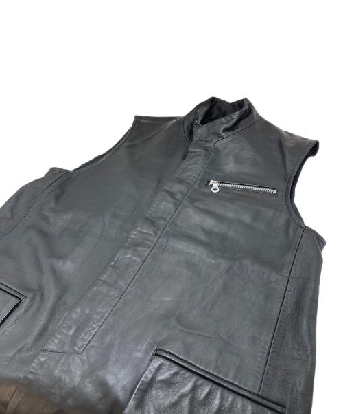 KOSHINO HIROKO（コシノヒロコ）KOSHINO HIROKO (コシノヒロコ) レザージレコート　日本製 ブラック サイズ:実寸参照の古着・服飾アイテム