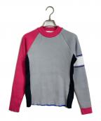 decembermayディセンバーメイ）の古着「Asymmetric color knit マルチカラー　ラグランニット」｜グレー×ピンク