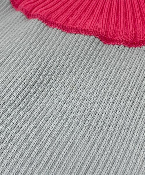 decembermay（ディセンバーメイ）DECEMBERMAY (ディセンバーメイ) Asymmetric color knit マルチカラー　ラグランニット グレー×ピンク サイズ:Mの古着・服飾アイテム