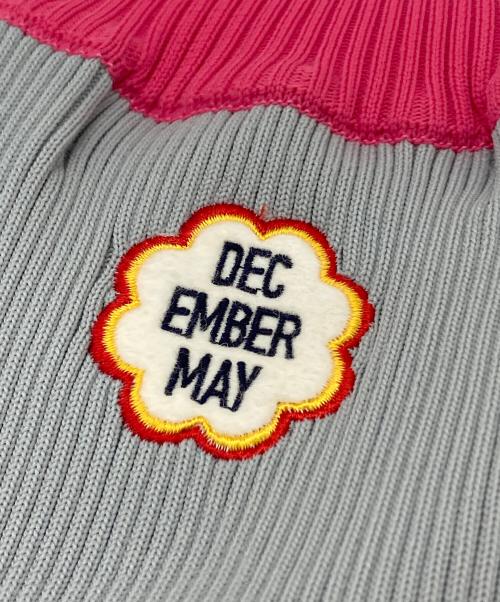 decembermay（ディセンバーメイ）DECEMBERMAY (ディセンバーメイ) Asymmetric color knit マルチカラー　ラグランニット グレー×ピンク サイズ:Mの古着・服飾アイテム