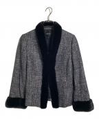 LANVIN COLLECTIONランバンコレクション）の古着「ミンクーファー切替ジャケット」｜ブラック