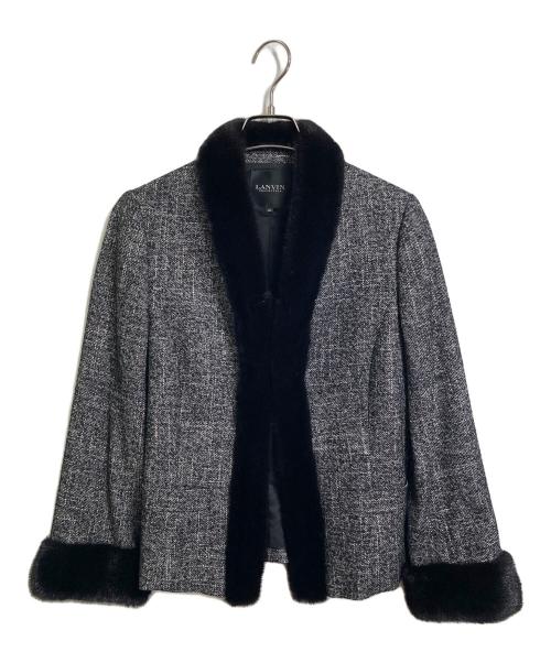 LANVIN COLLECTION（ランバンコレクション）LANVIN COLLECTION (ランバンコレクション) ミンクーファー切替ジャケット ブラック サイズ:40の古着・服飾アイテム