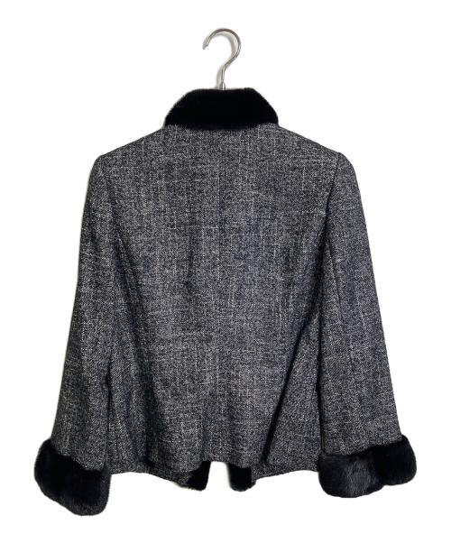 LANVIN COLLECTION（ランバンコレクション）LANVIN COLLECTION (ランバンコレクション) ミンクーファー切替ジャケット ブラック サイズ:40の古着・服飾アイテム