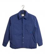 maison kitsuneメゾンキツネ）の古着「クリスピーナイロンパデッドシャツ　長袖シャツ　中綿シャツ　アウター」｜ネイビー