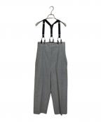 H BEAUTY&YOUTHエイチ ビューティー&ユース）の古着「トロピカルハイウエストサスペンダーパンツ　サスペンダー　日本製」｜グレー