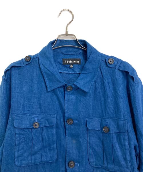 J Peterman（ジョンピーターマン）J Peterman (ジョンピーターマン) 【古着】リネンハンティングジャケット ブルー サイズ:Lの古着・服飾アイテム