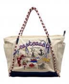 TORY BURCHトリーバーチ）の古着「キャンバストートバッグ　大容量」｜ベージュ×ネイビー