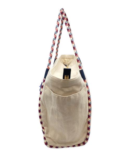 TORY BURCH（トリーバーチ）TORY BURCH (トリーバーチ) キャンバストートバッグ　大容量 ベージュ×ネイビーの古着・服飾アイテム