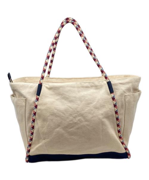 TORY BURCH（トリーバーチ）TORY BURCH (トリーバーチ) キャンバストートバッグ　大容量 ベージュ×ネイビーの古着・服飾アイテム