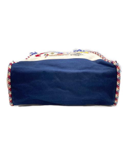 TORY BURCH（トリーバーチ）TORY BURCH (トリーバーチ) キャンバストートバッグ　大容量 ベージュ×ネイビーの古着・服飾アイテム