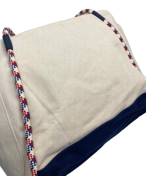 TORY BURCH（トリーバーチ）TORY BURCH (トリーバーチ) キャンバストートバッグ　大容量 ベージュ×ネイビーの古着・服飾アイテム