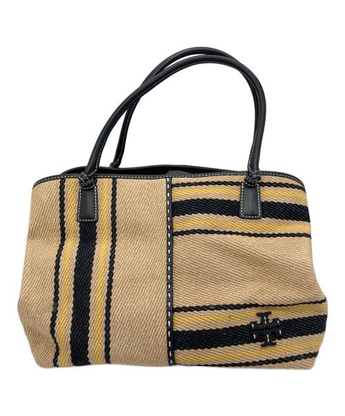 TORY BURCH（トリーバーチ）TORY BURCH (トリーバーチ) マックグロートートバッグ ベージュ×ブラック サイズ:実寸参照の古着・服飾アイテム