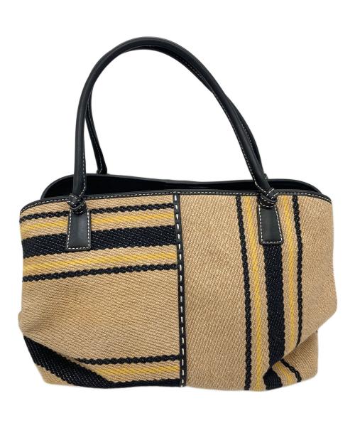 TORY BURCH（トリーバーチ）TORY BURCH (トリーバーチ) マックグロートートバッグ ベージュ×ブラック サイズ:実寸参照の古着・服飾アイテム