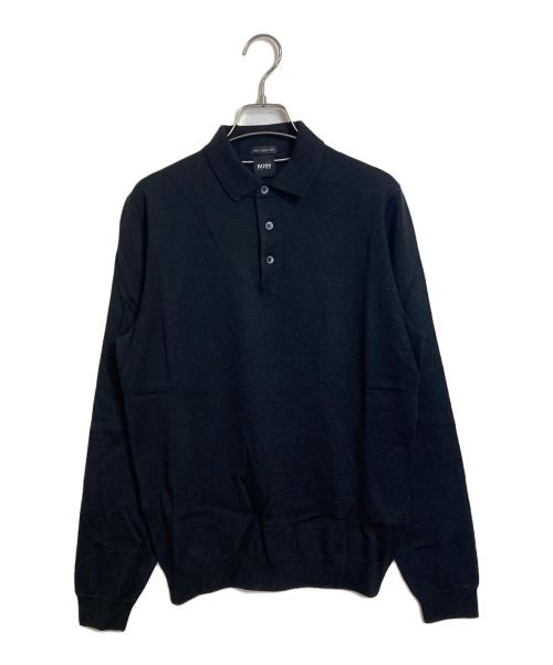 HUGO BOSS（ヒューゴ ボス）HUGO BOSS (ヒューゴ ボス) ニットポロシャツ　 ブラック サイズ:Sの古着・服飾アイテム