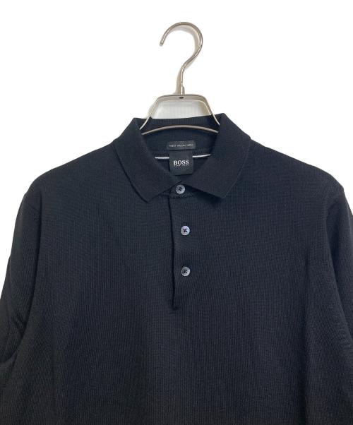 HUGO BOSS（ヒューゴ ボス）HUGO BOSS (ヒューゴ ボス) ニットポロシャツ　 ブラック サイズ:Sの古着・服飾アイテム
