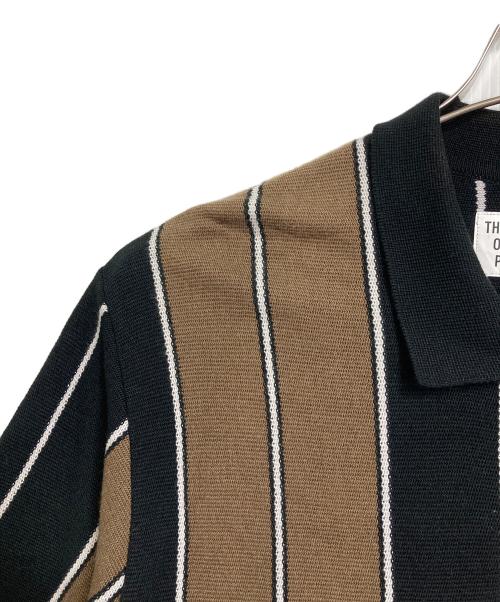 WACKO MARIA（ワコマリア）WACKO MARIA (ワコマリア) STRIPED KNIT JACQUARD POLO SHIRT ストライプニットジャガードポロシャツ　半袖ニット　ストライプ　日本 ブラウン×ブラック サイズ:Mの古着・服飾アイテム