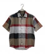 BLACK LABEL CRESTBRIDGEブラックレーベル クレストブリッジ）の古着「クレストブリッジチェックカラミシャツ 半袖チェックシャツ」｜レッド×ブラック