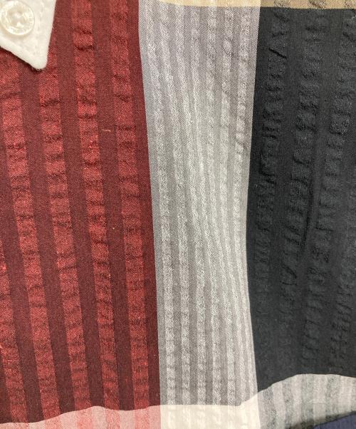 BLACK LABEL CRESTBRIDGE（ブラックレーベル クレストブリッジ）BLACK LABEL CRESTBRIDGE (ブラックレーベル クレストブリッジ) シアサッカー半袖チェックシャツ 半袖シャツ レッド×ホワイト サイズ:L 未使用品の古着・服飾アイテム