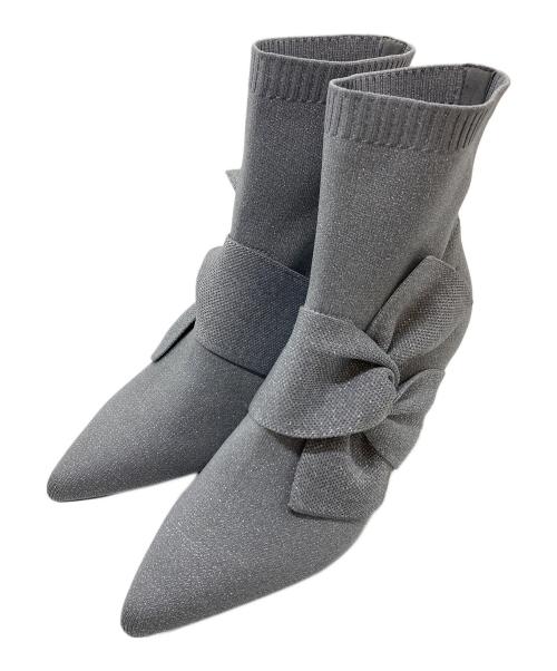 VIVAIA（ビバイア）vivaia (ビバイア) ポインテッドトゥ 撥水加工 アンクル ヒールブーツ　ショートブーツ グレー サイズ:40の古着・服飾アイテム