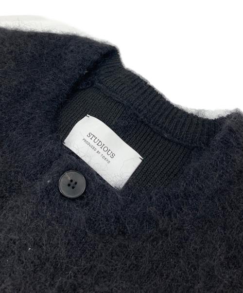 STUDIOUS（ステュディオス）STUDIOUS (ステュディオス) MOHAIR DOUBLE KNIT CARDIGAN モヘア混カーディガン ブラック サイズ:2 未使用品の古着・服飾アイテム