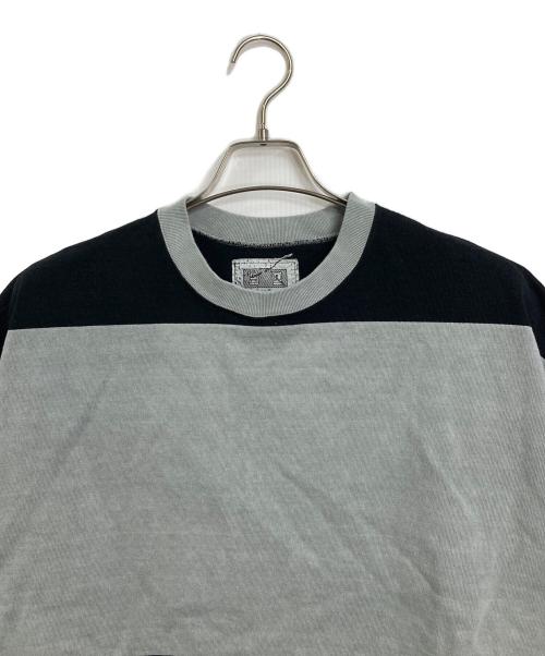 C.E（シーイー）C.E (シーイー) cavempt OVERDYE STRIPE S/S CREW NECK 半袖カットソー　日本製 グレー×ブラック サイズ:L 未使用品の古着・服飾アイテム