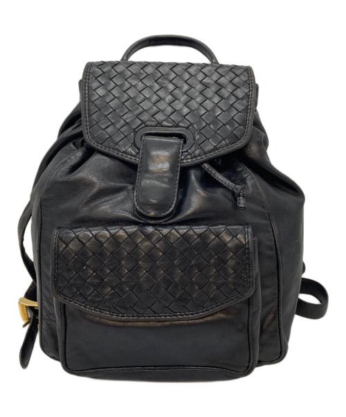 BOTTEGA VENETA（ボッテガベネタ）BOTTEGA VENETA (ボッテガベネタ) イントレチャートレザーミニリュック　旧タグ ブラック サイズ:実寸参照の古着・服飾アイテム